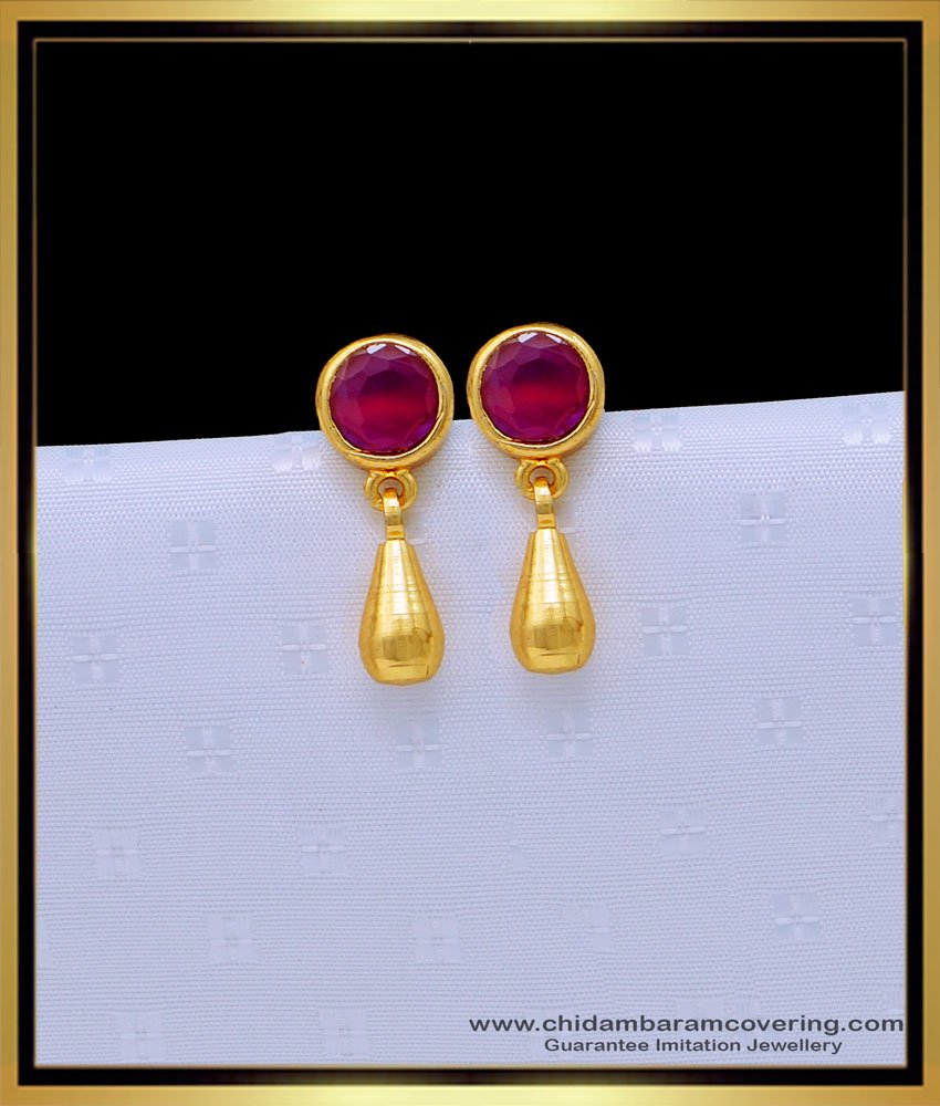 First Quality White Stone 2 Gram Gold Earrings for Baby Girl