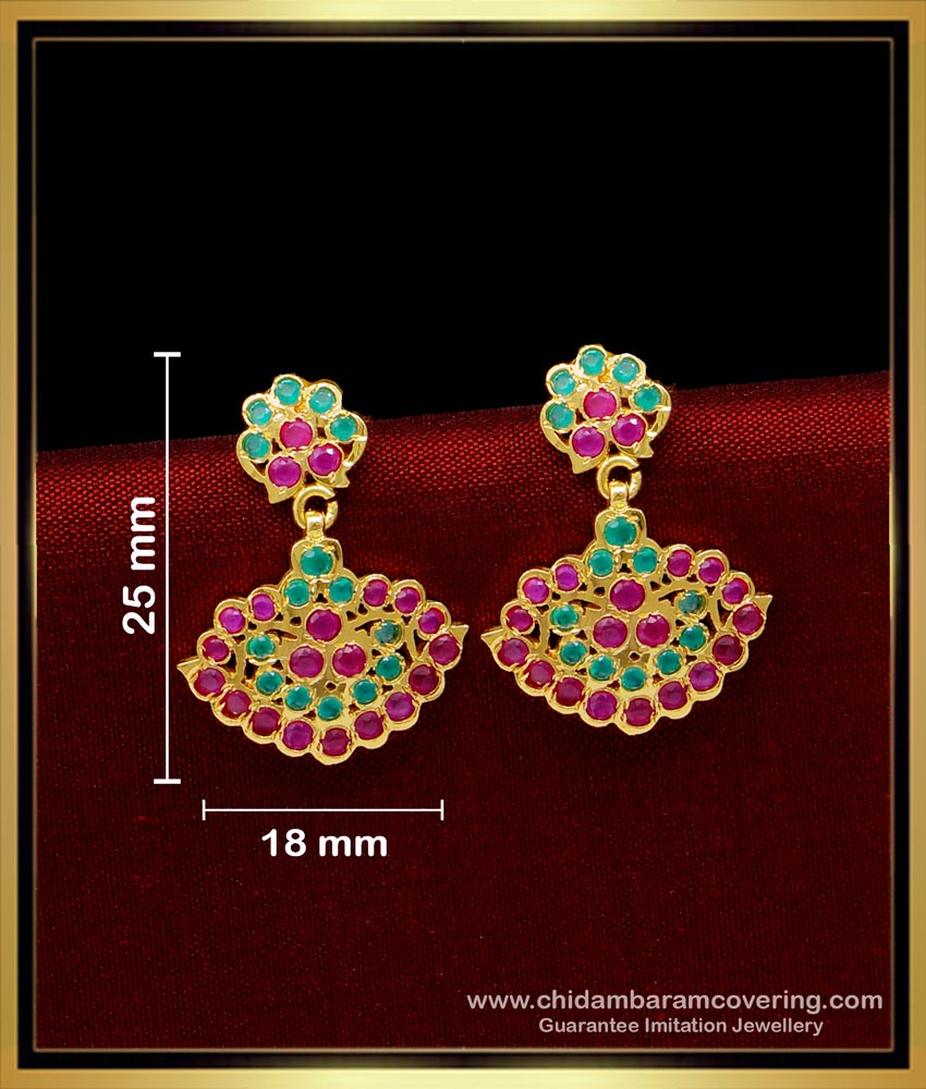 Best Quality Impon Kammal Ruby Emerald Stone Earrings 