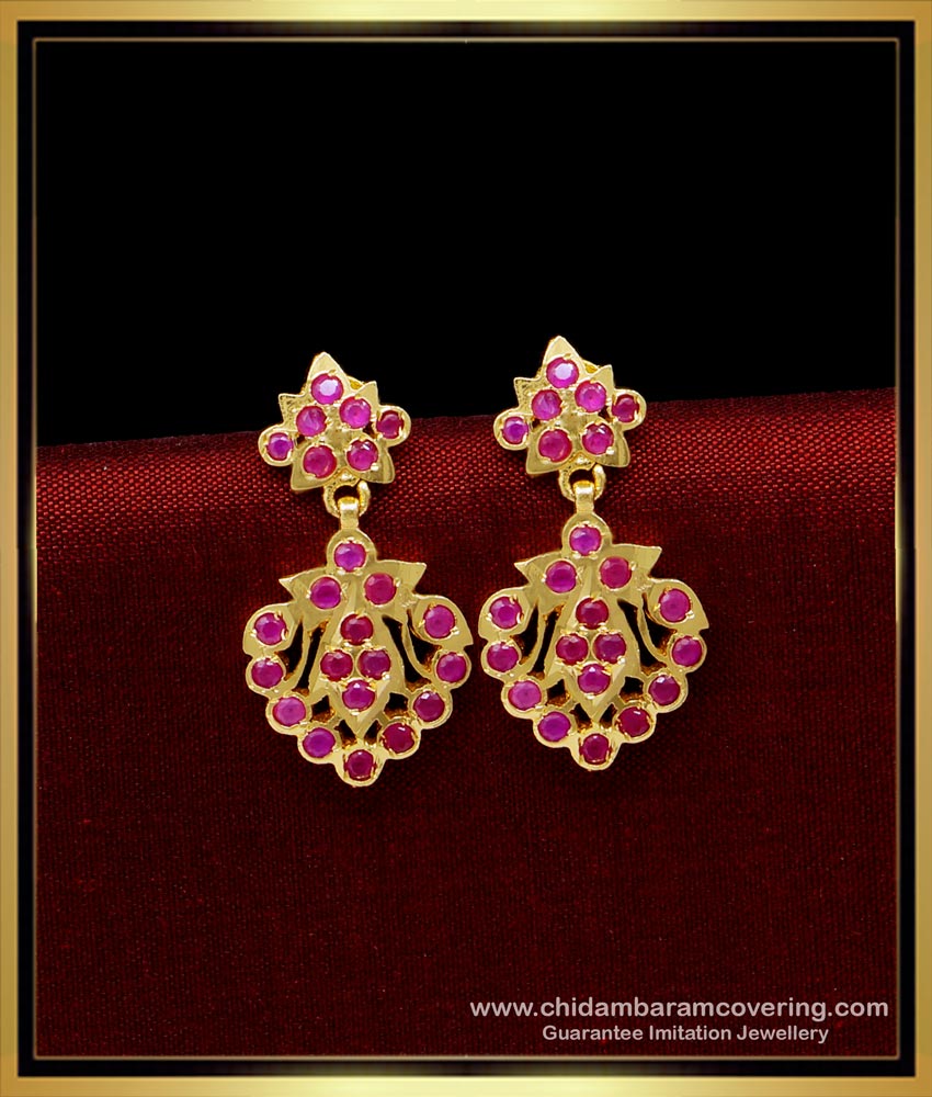 Elegant Impon Ruby Stone Earrings Online Shopping 