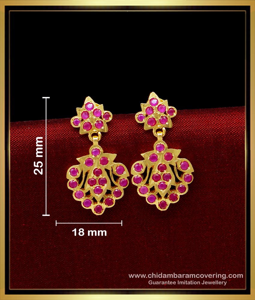 Elegant Impon Ruby Stone Earrings Online Shopping 