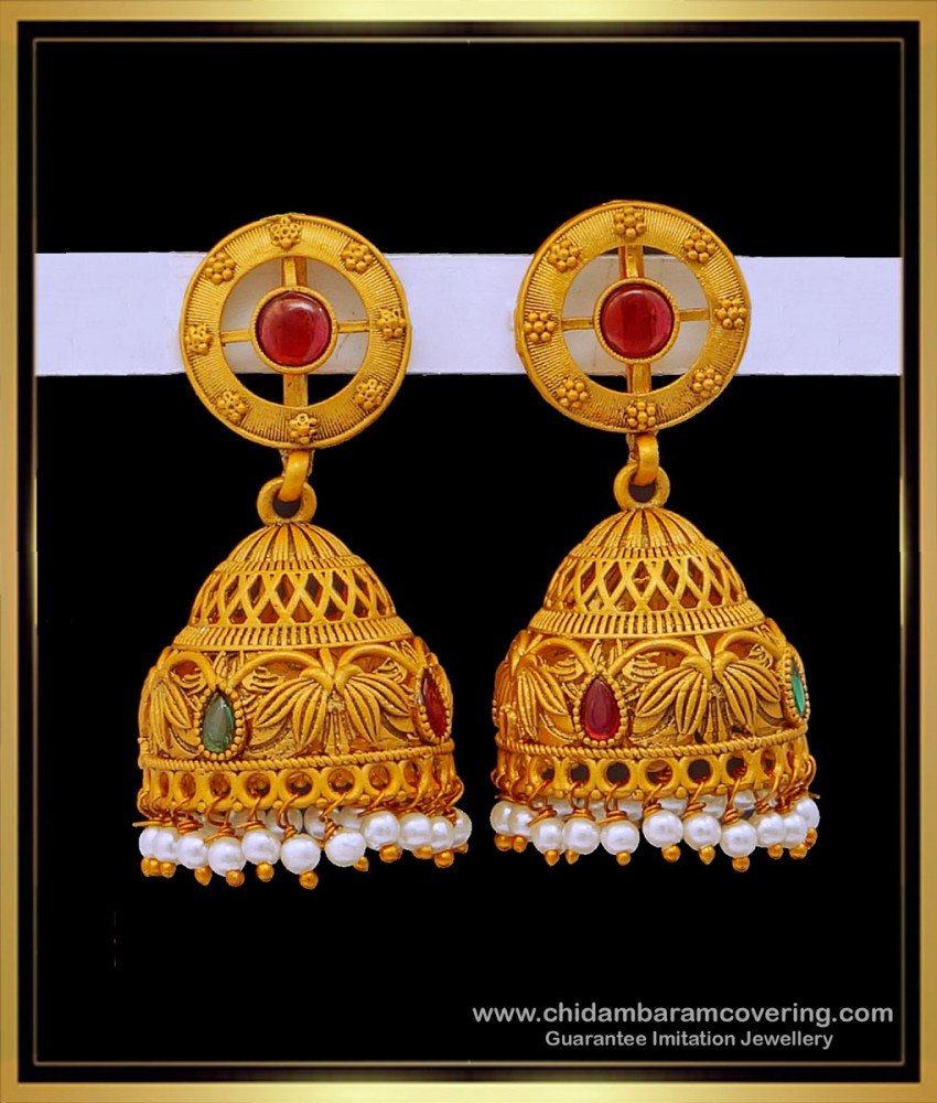 Buy Temple Jewellery Earrings Jhumkas Design Online