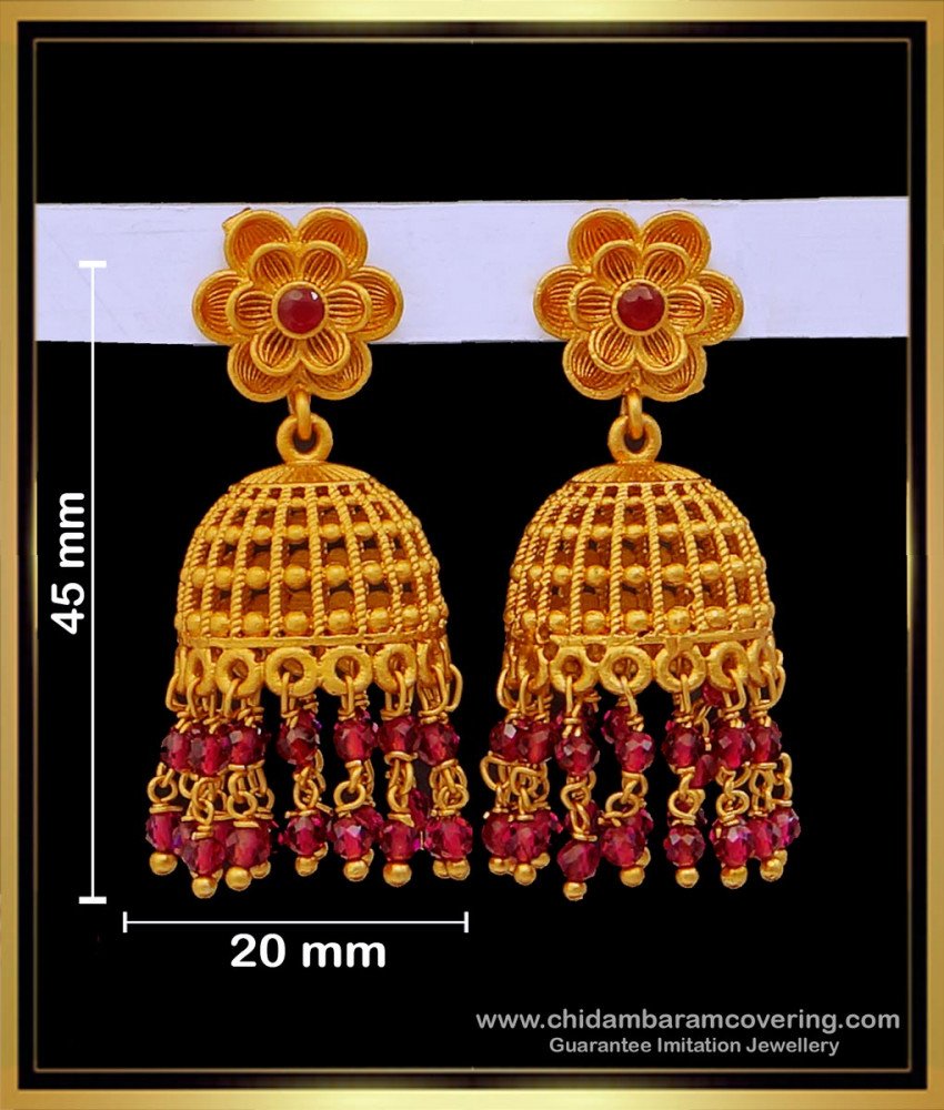 Trendy Temple Jewellery Floral Pattern Jhumkas for Girls