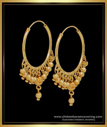 ERG1685 - Beautiful Gold Plated Hoop Earrings Large Size for Women