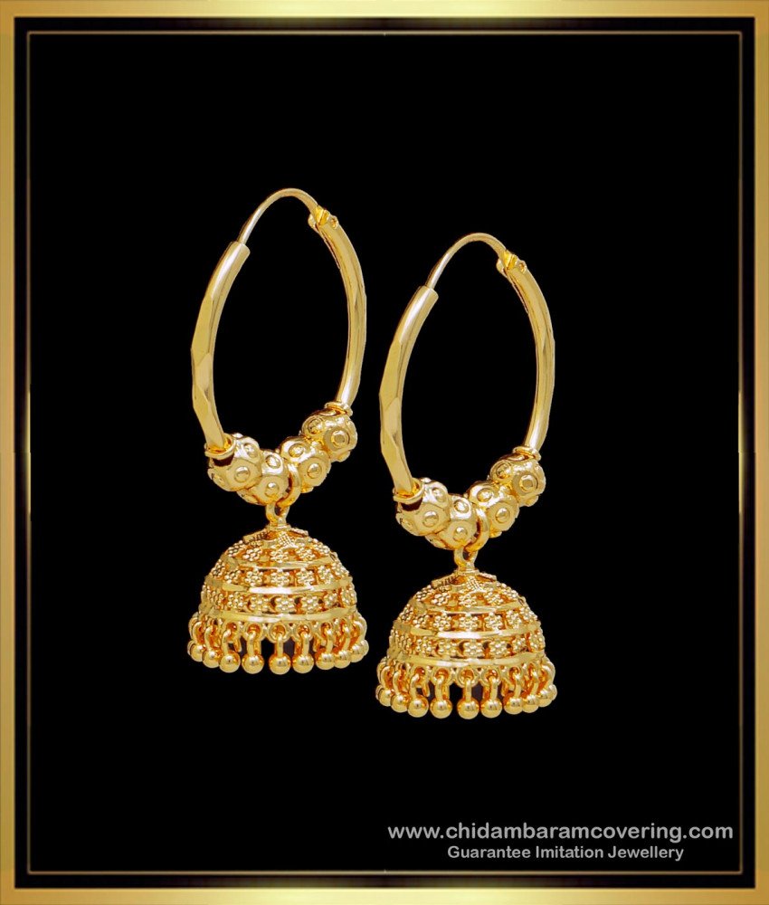 1 Gram Gold Plated Hoop Earrings Jhumka Design Online