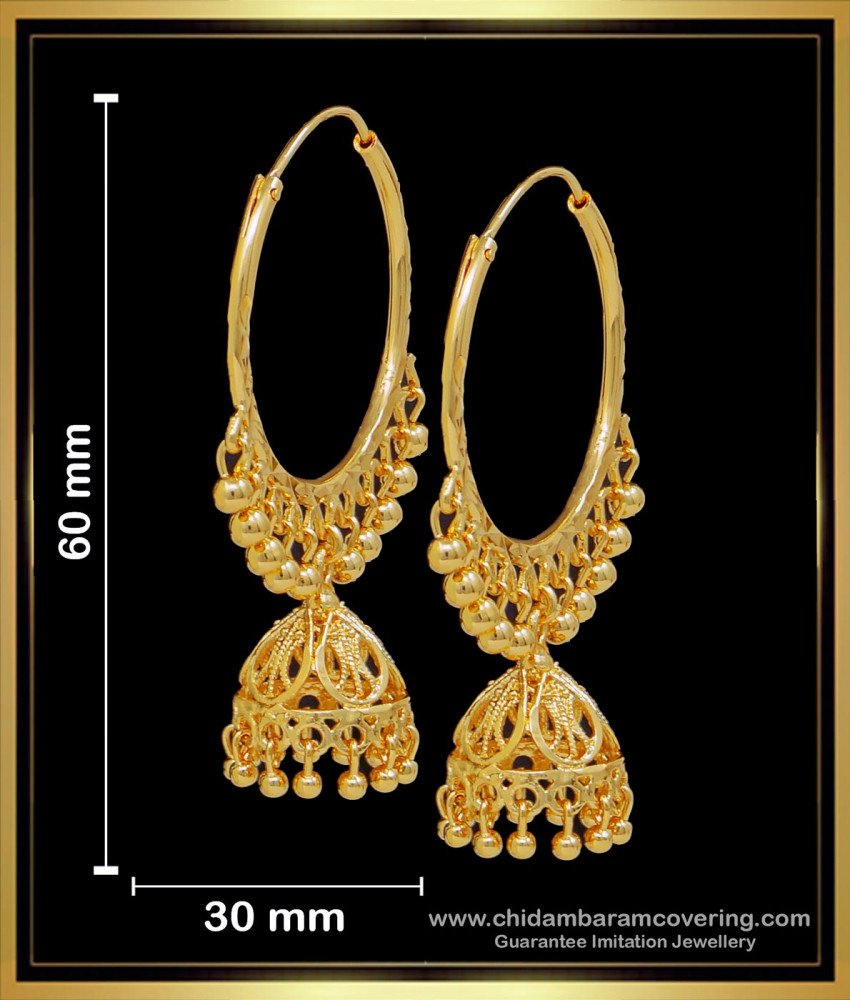 Latest Gold Plated Big Jhumka Hoop Earrings for Women