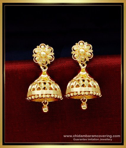 ERG1707 - Traditional Gold Design Jhumka Earrings Design Online