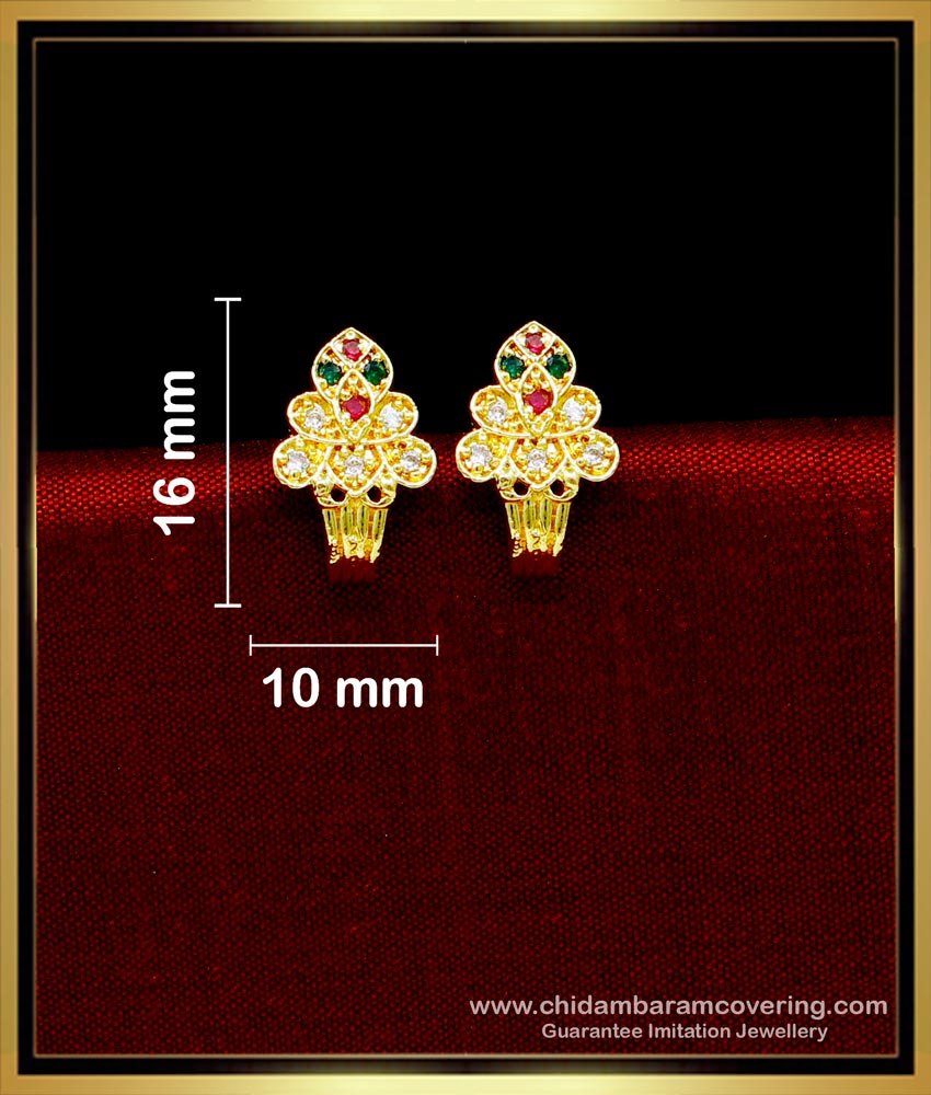 Small Multi Stone Daily Use 1 Gram Gold Plated Earrings