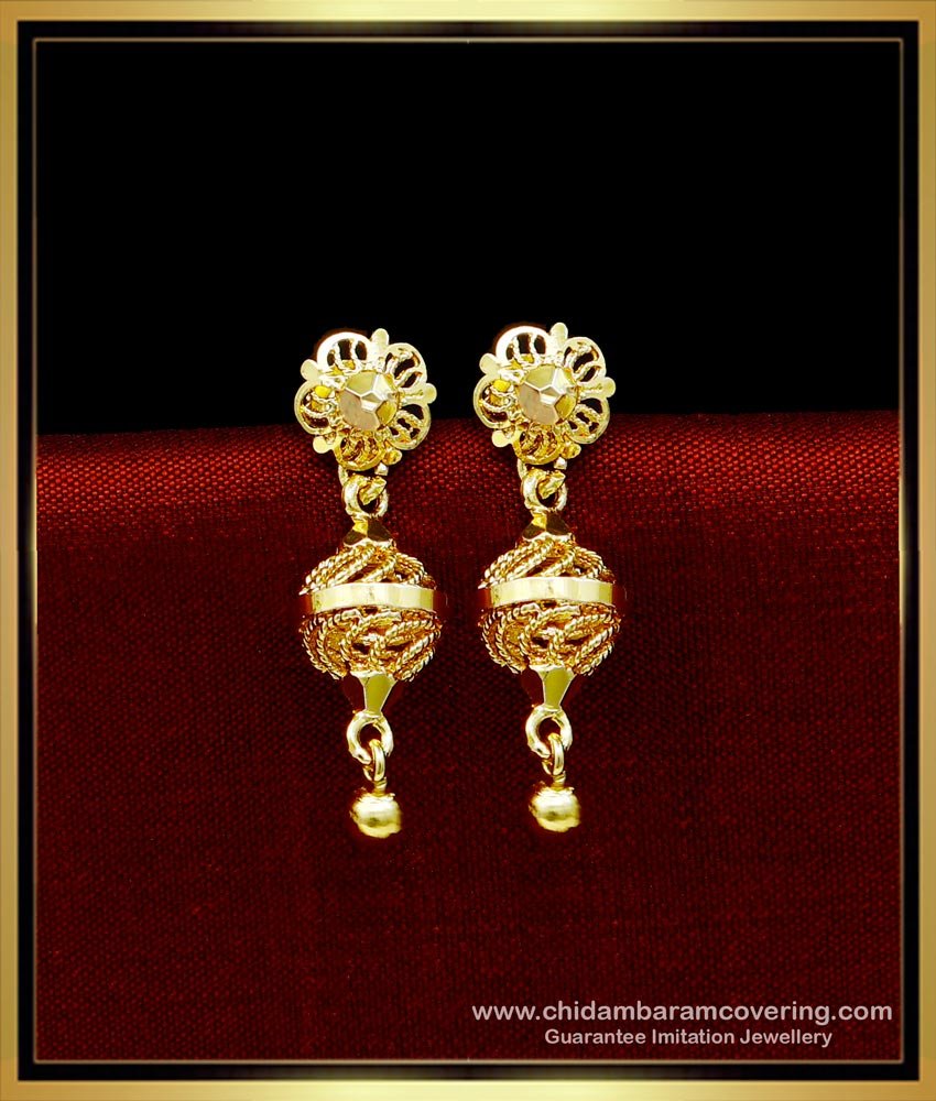 1 Gram Gold Plated Cage Earrings Gold Design for Girls