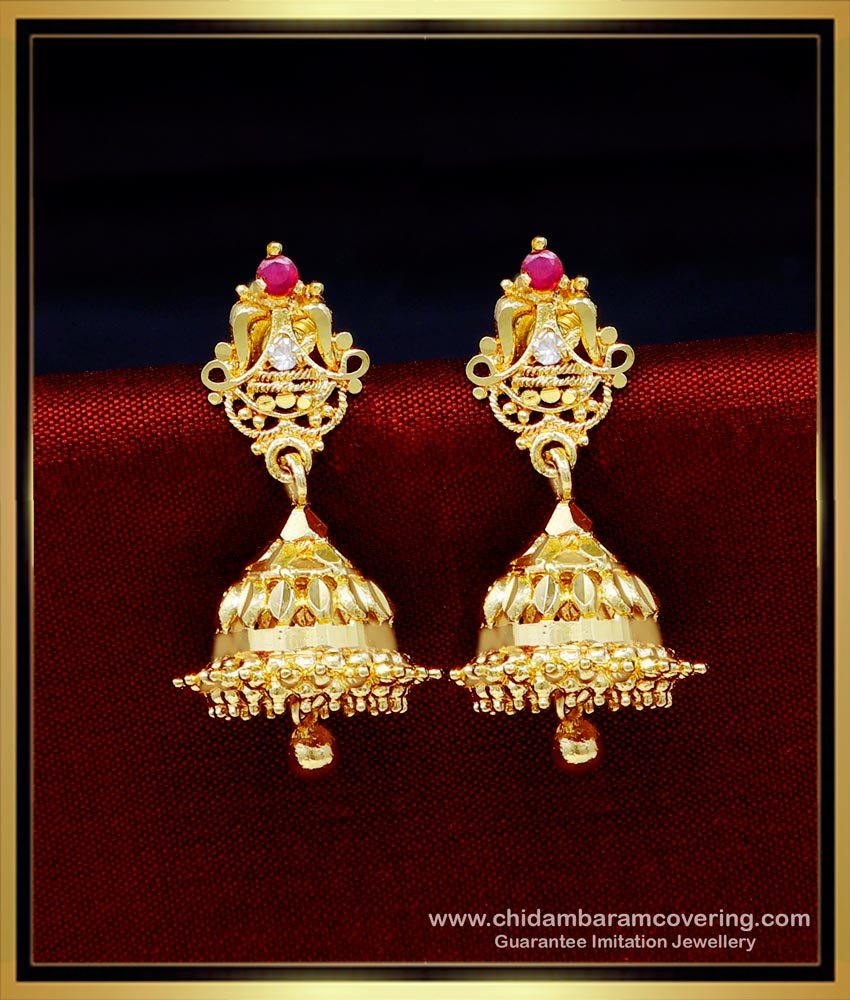 1 Gram Gold Jhumka Earrings Online, Jhumka design,  bridal jhumkas online shopping, gold plated jhumka earrings, traditional jhumkas online