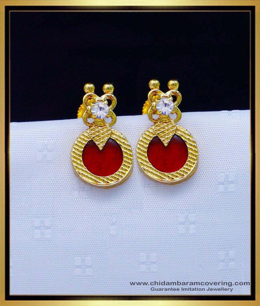 Buy Kerala Palakka Stud Design 1 Gram Gold Jewellery