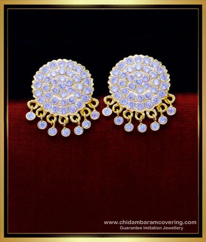 ERG1795 - Real Gold Design Impon White Stone Stud Earrings for Women 