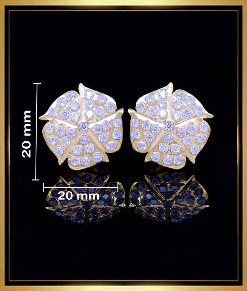  Impon jewellery online india, impon stud earrings, white stone stud earrings, ear studs with stones, white stone stud earrings, Gold plated impon jewellery online, impon kammal price, 