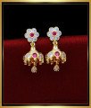 impon jhumkas, Impon jhumkas gold plated, Impon jhumkas gold, stone earrings design, stone jhumka earrings, white stone jhumka earrings