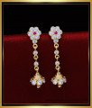 impon jhumkas, Impon jhumkas gold plated, Impon jhumkas gold, stone earrings design, stone jhumka earrings, white stone jhumka earrings