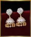 impon jhumkas, Impon jhumkas gold plated, traditional jhumkas online, stone earrings design, stone jhumka earrings, white stone jhumka earrings