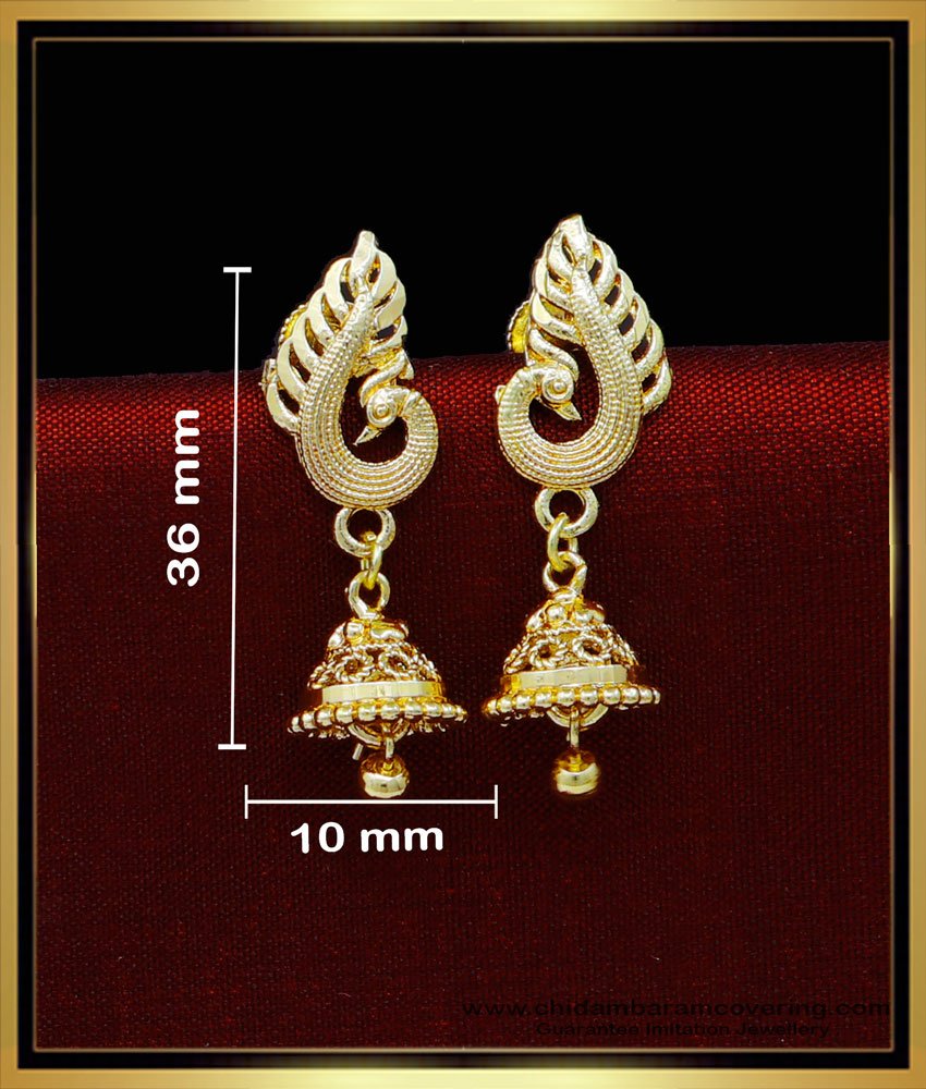 gold jhumkas south indian style, 1 gram gold jhumka earrings online, south indian jewellery, traditional jhumkas online, jhumkas for women 