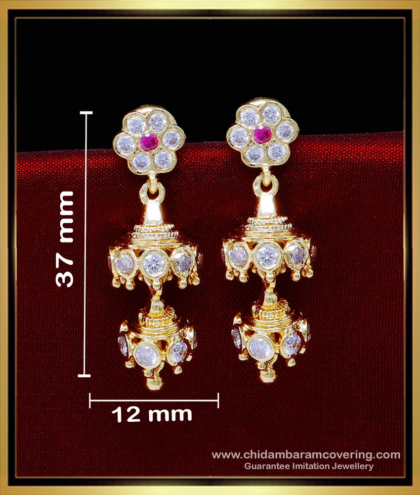 buttalu earrings designs, layer jhumka earrings gold, 2 layer jhumka earrings gold, fashion jewellery online, jimikki kammal, Indian Jhumkas Online Shopping, buttalu earrings designs, jimikki design, gold jhumka design with price