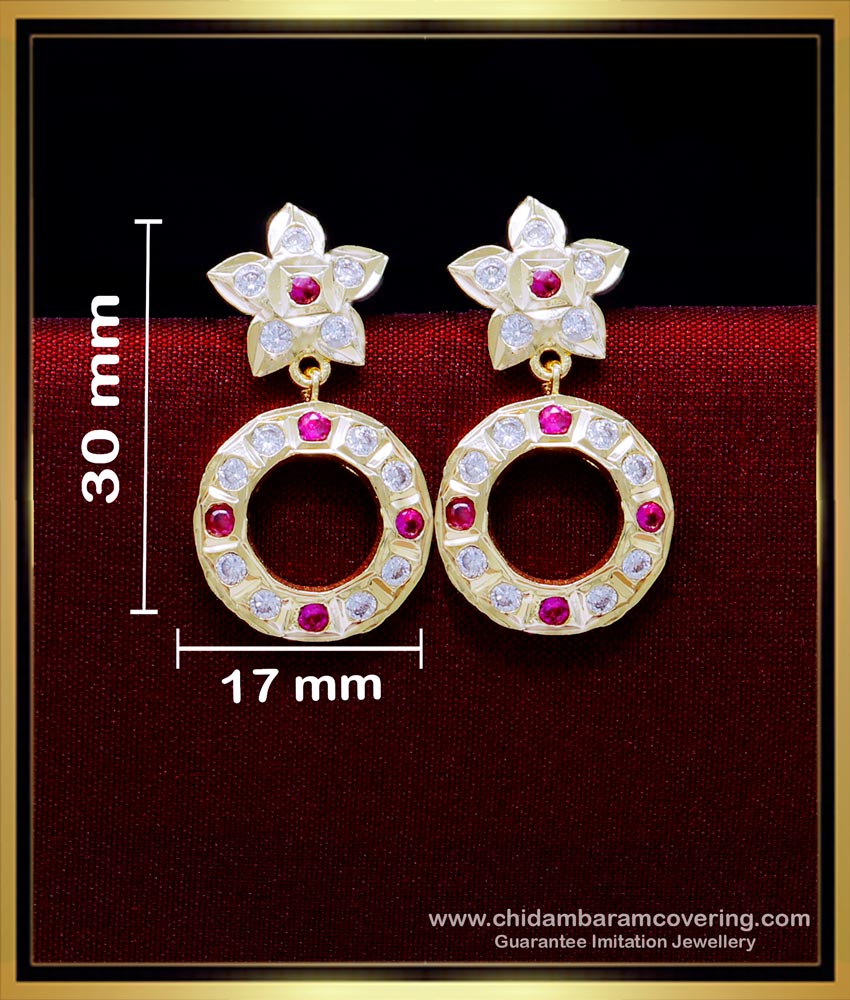 gold covering thodu, imitation five metal jewellery, five metal earring, impon kammal, impon thodu, impon earrings, ruby stone earrings, pink stone earrings, 