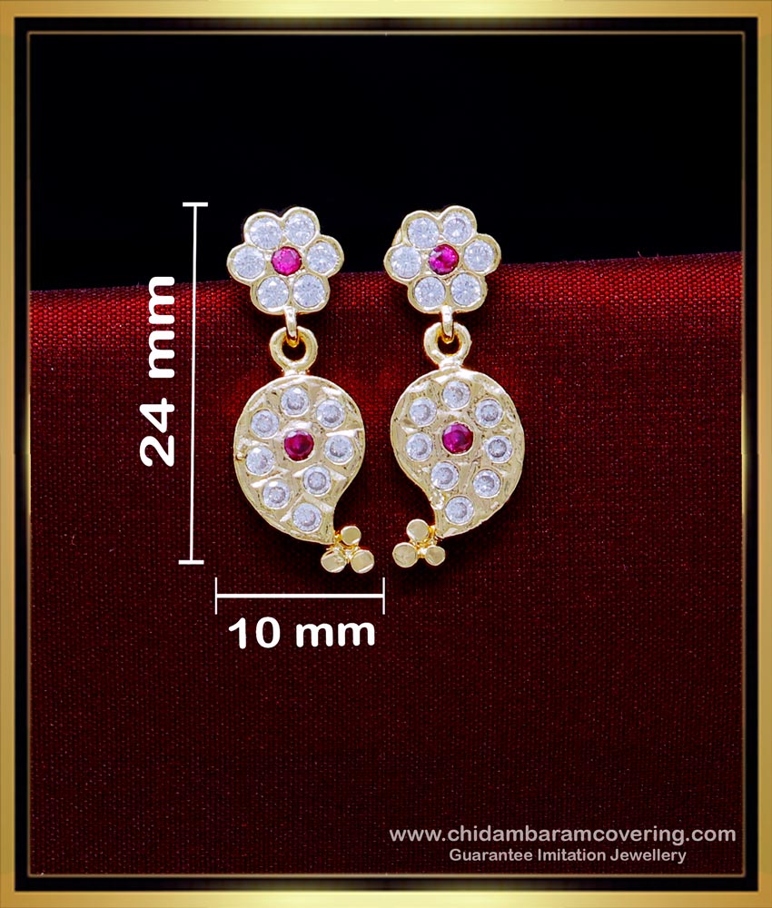 gold covering thodu, imitation five metal jewellery, five metal earring, impon kammal, impon thodu, impon earrings, ruby stone earrings, pink stone earrings, 