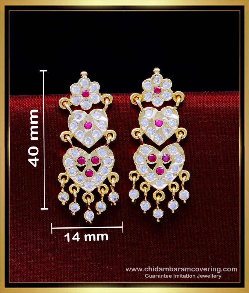 gold covering thodu, imitation five metal jewellery, five metal earring, impon kammal, impon thodu, impon earrings, ruby stone earrings, pink stone earrings, 