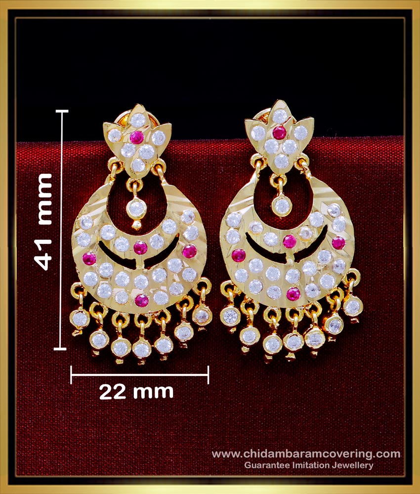 gold covering thodu, imitation five metal jewellery, five metal earring, impon kammal, impon thodu, impon earrings, ruby stone earrings, pink stone earrings, 