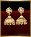 jhumka design gold earrings, traditional jhumkas online, 1 gram gold earrings online, gold plated jhumka earrings, jimikki kammal designs, bridal jhumkas online shoppin