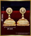 jhumka design gold earrings, traditional jhumkas online, 1 gram gold earrings online, gold plated jhumka earrings, jimikki kammal designs, bridal jhumkas online shoppin