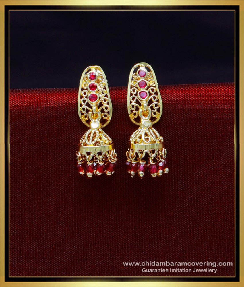 ruby jhumkas, gold plated jhumkas, cz jhumka earrings, gold jhumka design latest, gold jhumka design with price, jhumka design gold earrings, jhumka earrings gold designs, gold buttalu earrings designs, jhumka latest design of gold earrings, new design of gold jhumka