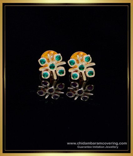 ERG1974 - Latest Small Daily Use Emerald Stud Earrings Designs