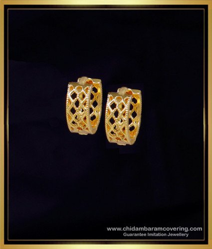 ERG2058 - Unique Daily Wear Small Hoop Earrings Gold Design