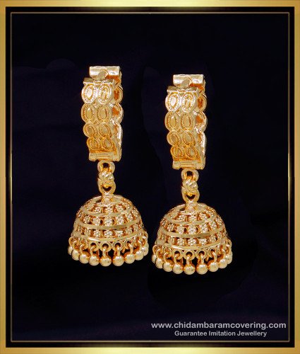 ERG2068 - Traditional Gold Hoop Earrings with Jhumka for Women