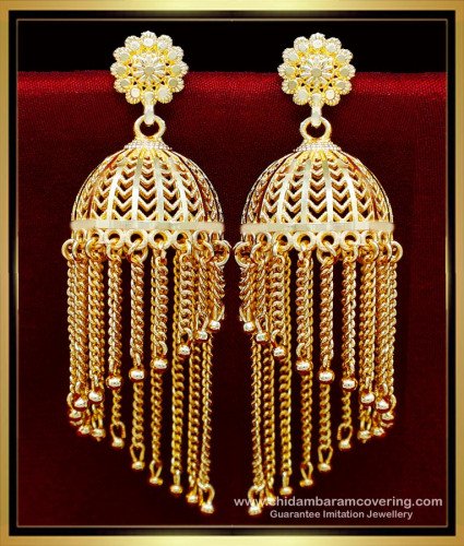 ERG2098 - Latest Bridal Wear 2 Gram Gold Earrings Jhumka Design