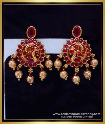 ERG2116 - Beautiful Antique Peacock Earrings Gold Model Online