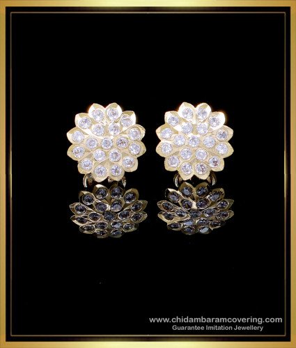 ERG2138 - Impon Gold Model White Stone Stud Earrings for Women