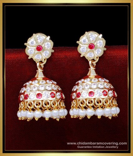 ERG2156 - New Model Pearl Hanging Bridal Impon Jhumkas Online