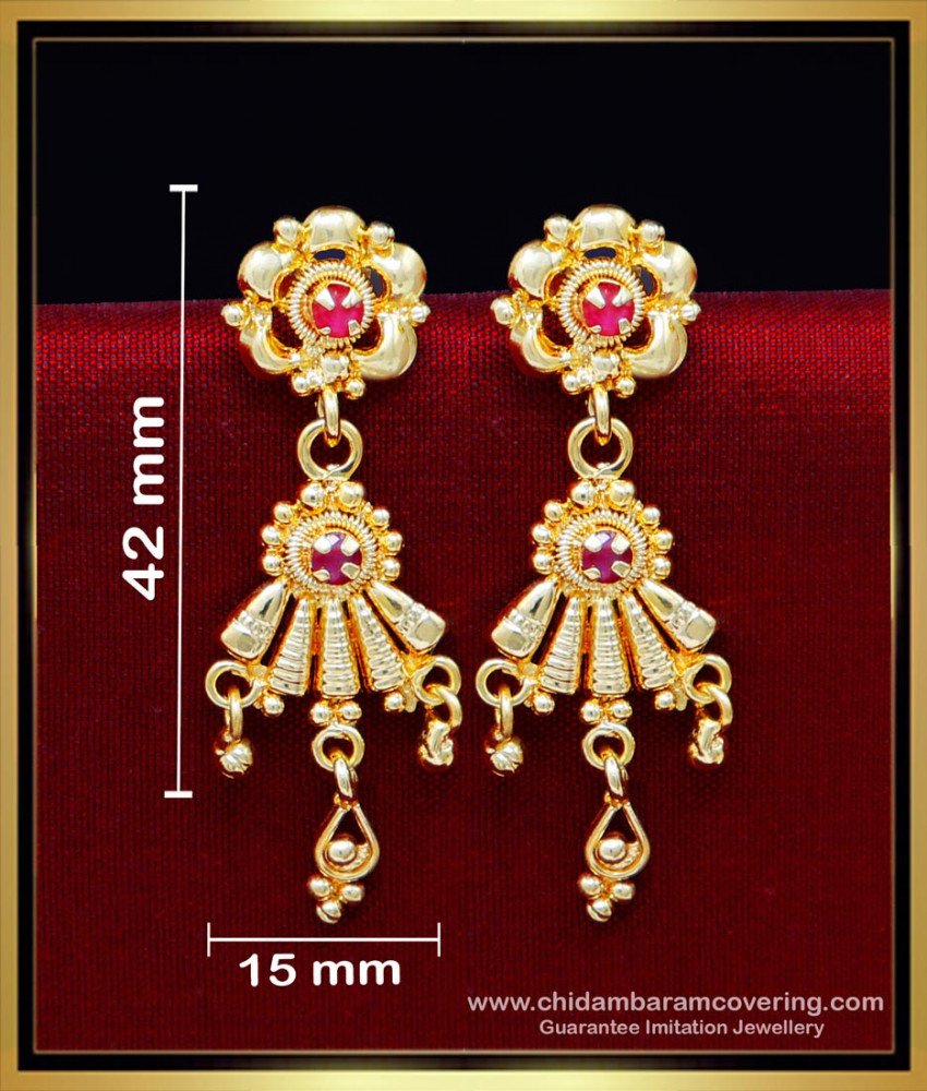 indian style red stone earrings gold