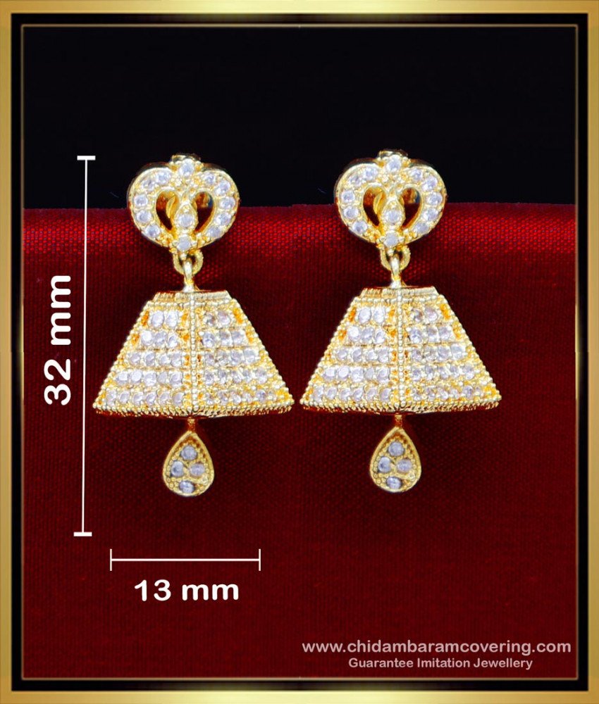 Aiamond white stone jhumkas