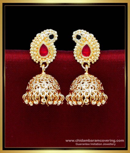 ERG2208 - Beautiful Mango Model Jhumka Designs Gold Latest