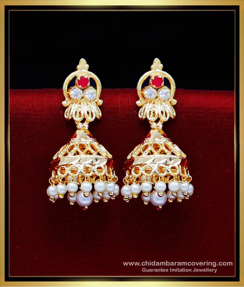 bridal traditional pearl jhumkas gold