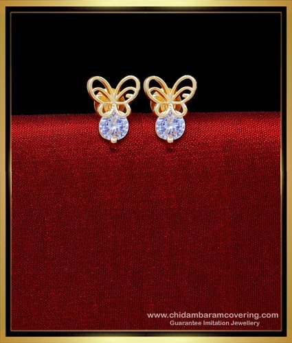 ERG2243 - Beautiful Butterfly Singles White Stone Stud Earrings