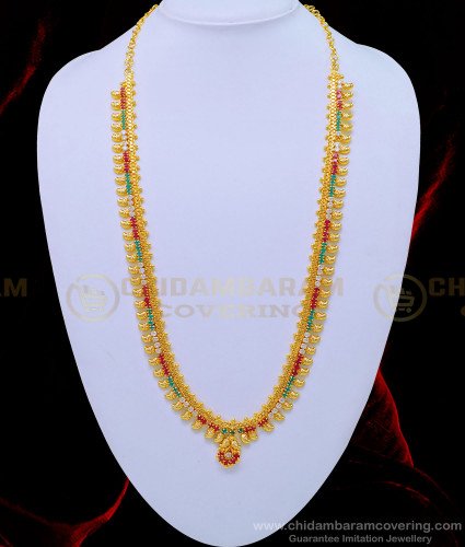 HRM576 - Attractive Multi Stone Long Mango Haram Design Mango Mala Online 