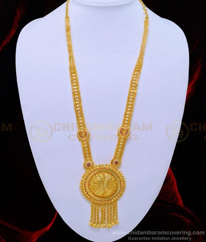 HRM650 - Latest Gold Plated Ad Stone Hanging Balls Round Pendant Dubai Haram Design