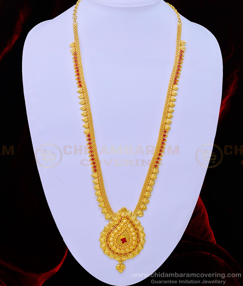 rani haram, bridal l haram set, latest haram design,Round Pendant Long Haram, Emerald Haram, south indian haram, one gram haram, one gram necklace, 