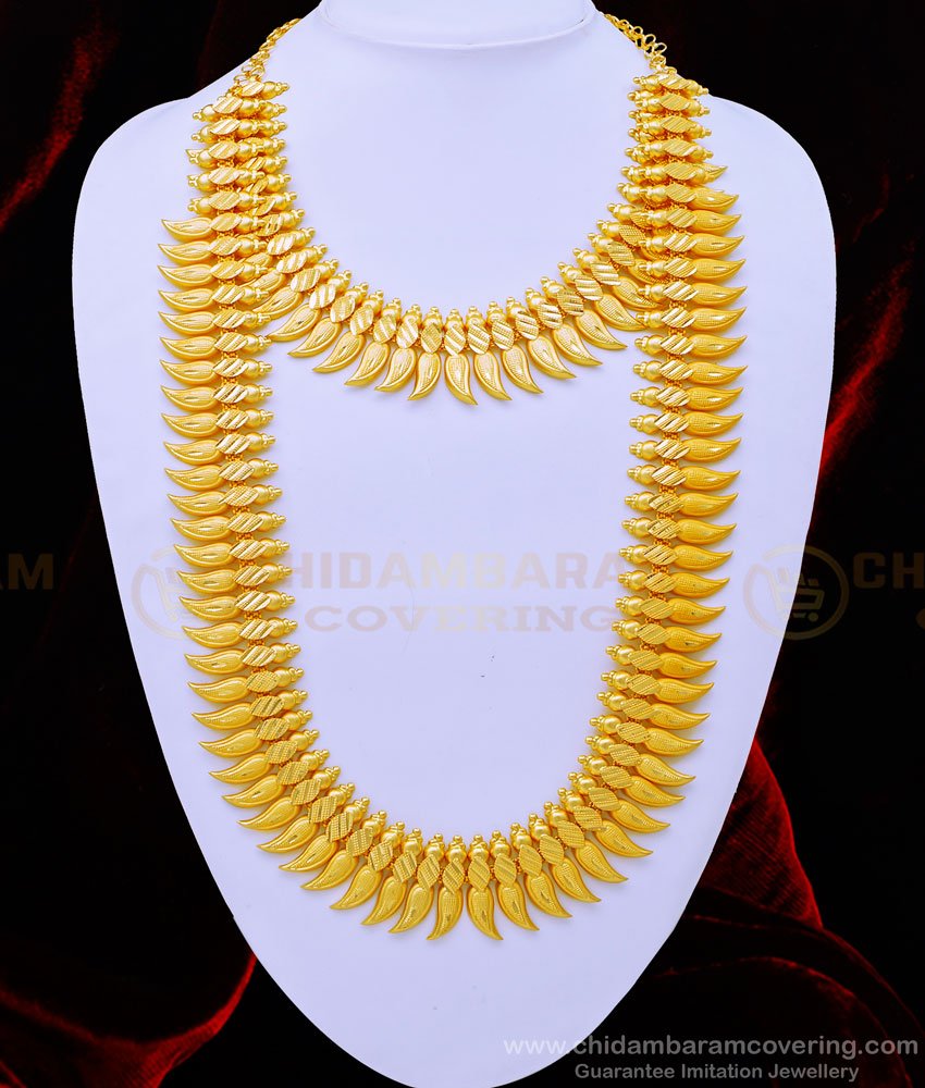 HRM678 - One Gram Gold Traditional Kerala Mala and Necklace Combo Set For Wedding 