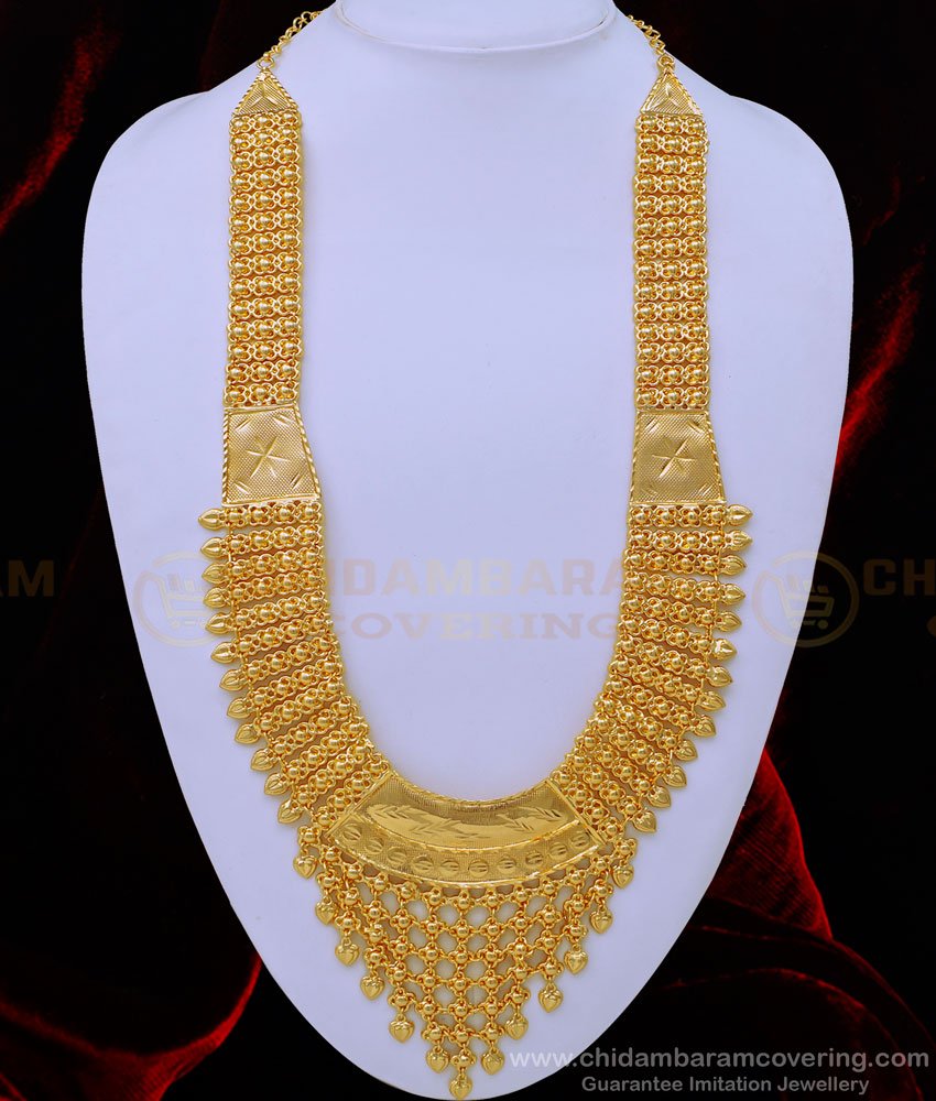 HRM685 - Real Gold Design Bridal Haram One Gram Gold Plated Kerala Haram for Wedding