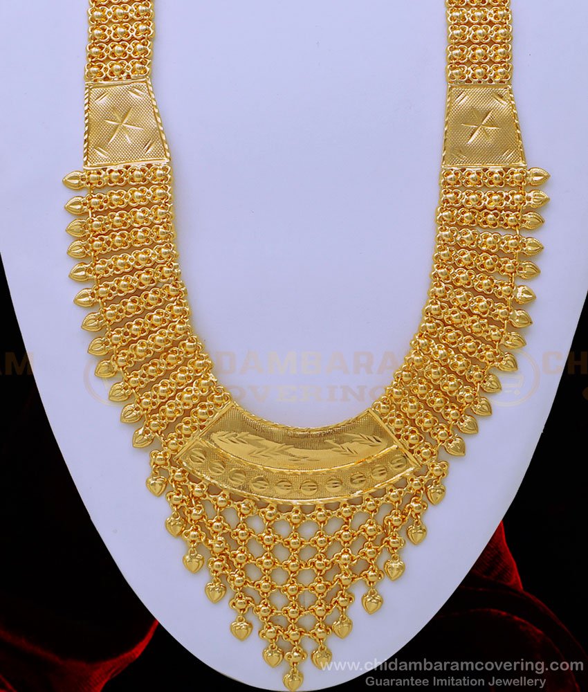 HRM685 - Real Gold Design Bridal Haram One Gram Gold Plated Kerala Haram for Wedding