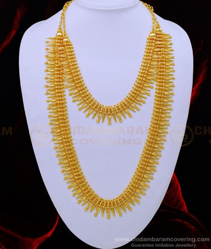 HRM706 - Latest Kerala Leaf and Mullamottu Mala Haram with Necklace for Wedding 