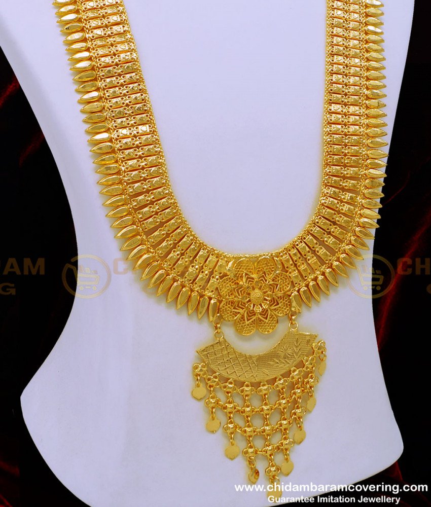 kerala haram, kerala jewellery, wedding jewellery, gold covering haram, kerala mango haram, show mala, gold show mala, gold plated haram, 