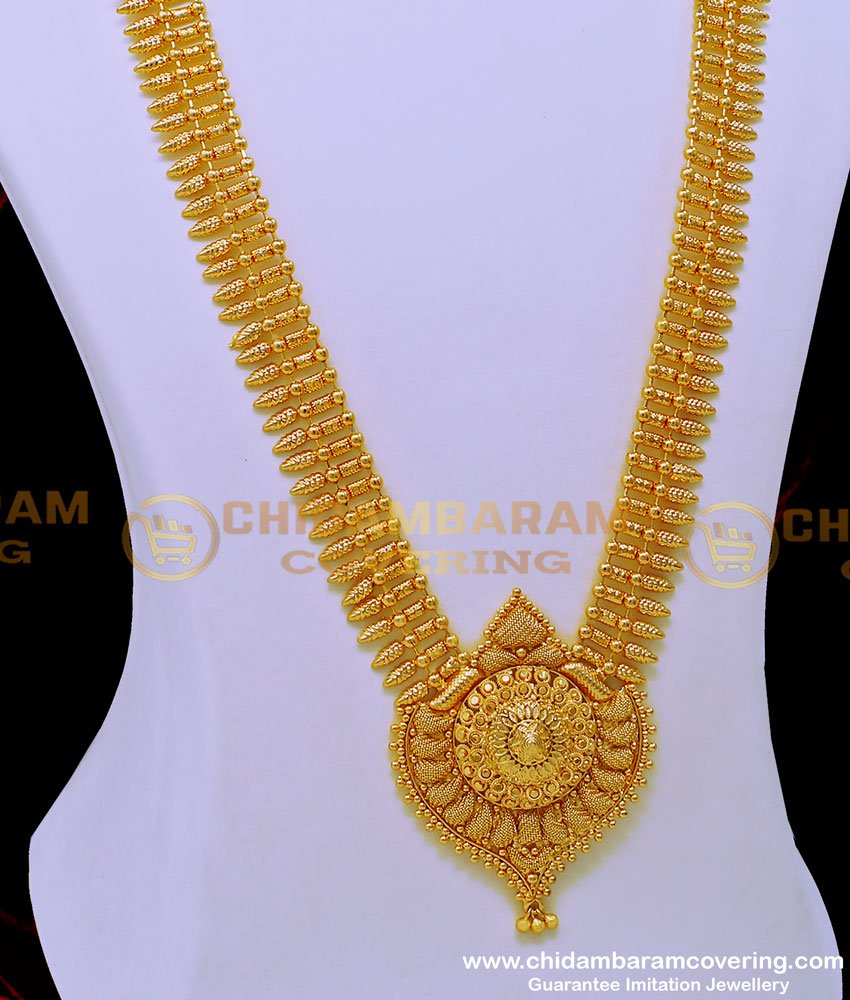 imitation haram, covering aram, mango haar, mullapoo haram design, mullamuttu haram online, gold plated long haram, long chain haram