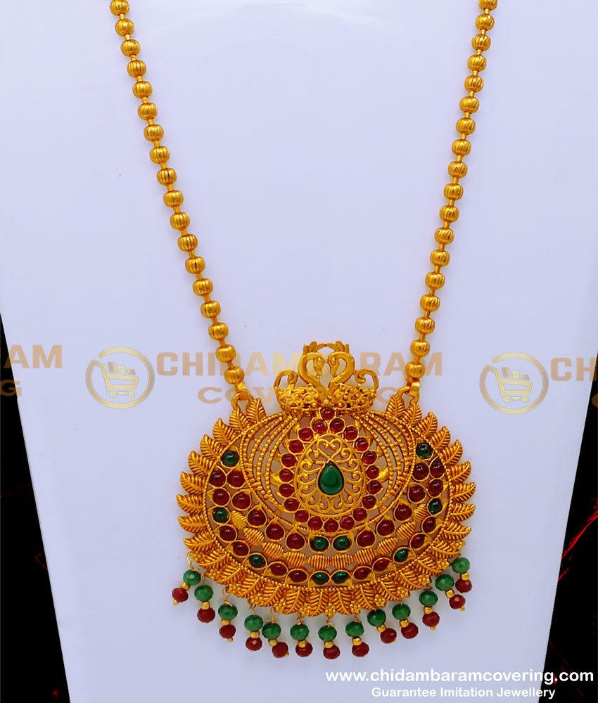 Best Quality Big Kemp Stone Dollar Temple Jewellery Set Online